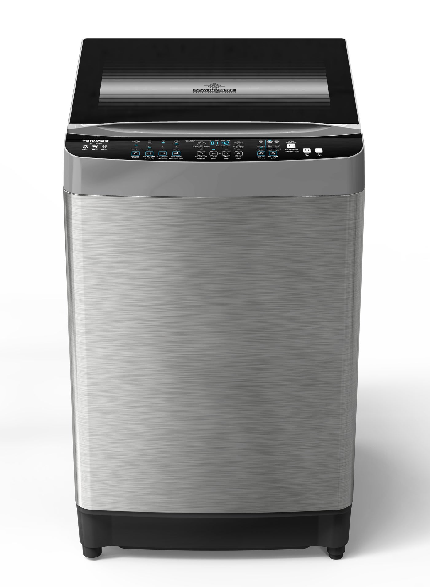 Compare 17 kg TORNADO DDM Inverter Top Loading Washer Massive Capacity, Ultra Cyclone Wash, Silver  TWTTLD17RSS  1Year Full Warranty & 5Year Motor Warranty 17 kg TWTTLD17RSS Stainless at KSA Price