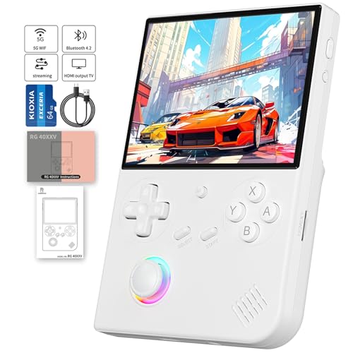 Compare RG40XX V Handheld Game Consoles RG40XXV Retro Game Console Builtin 64G TF Card RG 40XXV Portable Gaming Console Linux 64bit System Supports WiFi Bluetooth HDMI and TV Output Black White at KSA Price