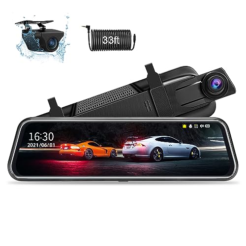 Upgraded 10'' Rear View Mirror Camera Mirror Dash…