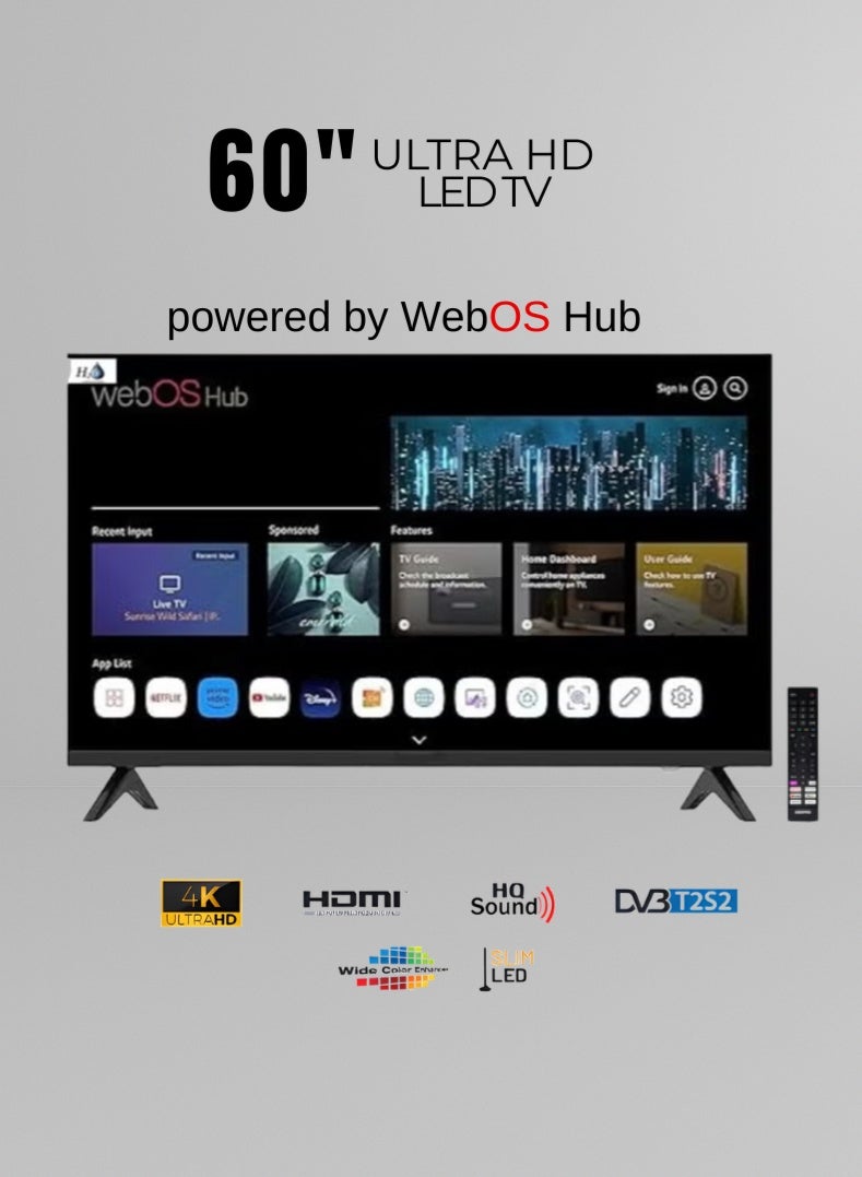 Compare H2O 60Inch 4K Ultra HD Smart WebOS LED TV – BezelLess Design, Magic Remote with Voice Control, Dolby Audio, BuiltIn WiFi, HDR10, Screen Mirroring – Model H2O60UHDWEB at KSA Price