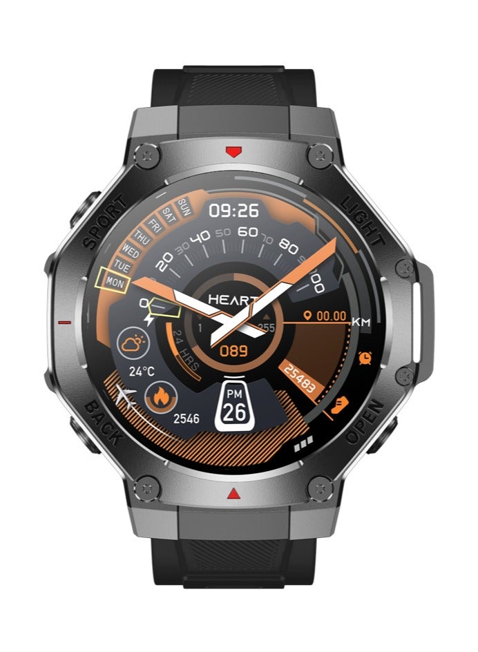 Compare Mens Smart Waterproof Sports Watch, Bluetooth Call, 1.53Inch HighDefinition Touch Screen, MultiDimensional Health Monitoring, With Flashlight and Compass,LongLasting Battery Life TR3MAX Black at KSA Price