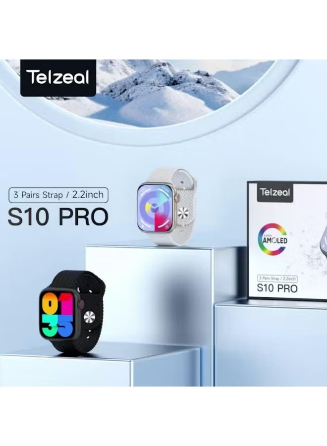 S10 Pro AMOLED Display Smart Watch with 3 Strap Options,…