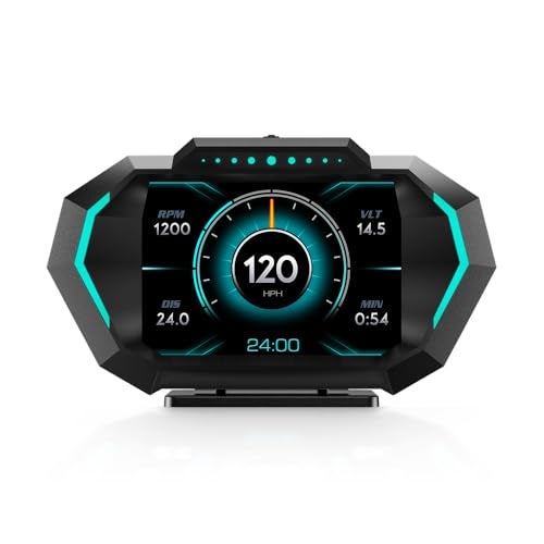 Compare OBD2 Heads Up Display for Car, OBD2 & GPS Speedometer Dual System HUD Digital Speedometer MPH for car Heads Up Display with Car Inclinometer, RPM Meter, Water TEM, Volt, Mileage, Overspeed Alarm at KSA Price