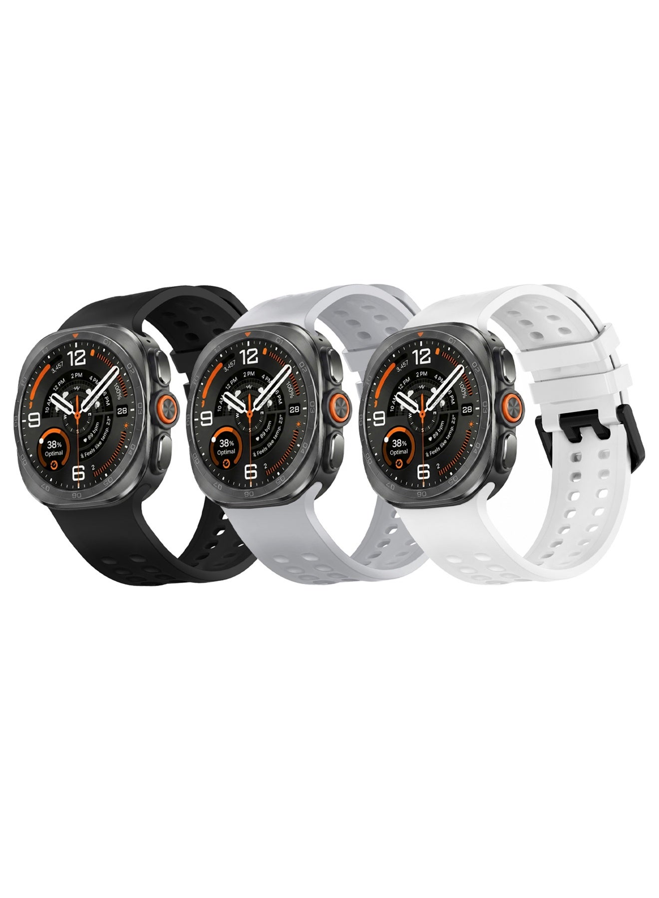 Compare 3 PACK Silicone Replacement Strap for Samsung Galaxy Watch Ultra 2 , SweatResistant Perforated Band for Men Women ZPack C 3 Colors at KSA Price