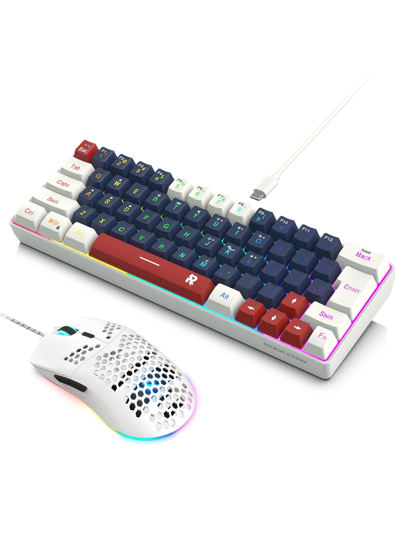 60% Wired Gaming Keyboard Mouse Combo,RGB Gaming…