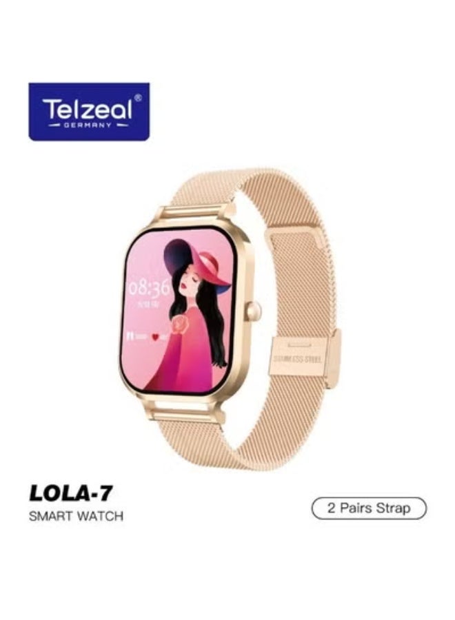 Compare LOLA7 Women’s Smartwatch | SuperSlim Stainless Steel Design with 2 Straps & Magnetic Charger | Elegant Gold Fitness Watch with Heart Rate, Sleep & Step Tracking – Stylish & Lightweight at KSA Price