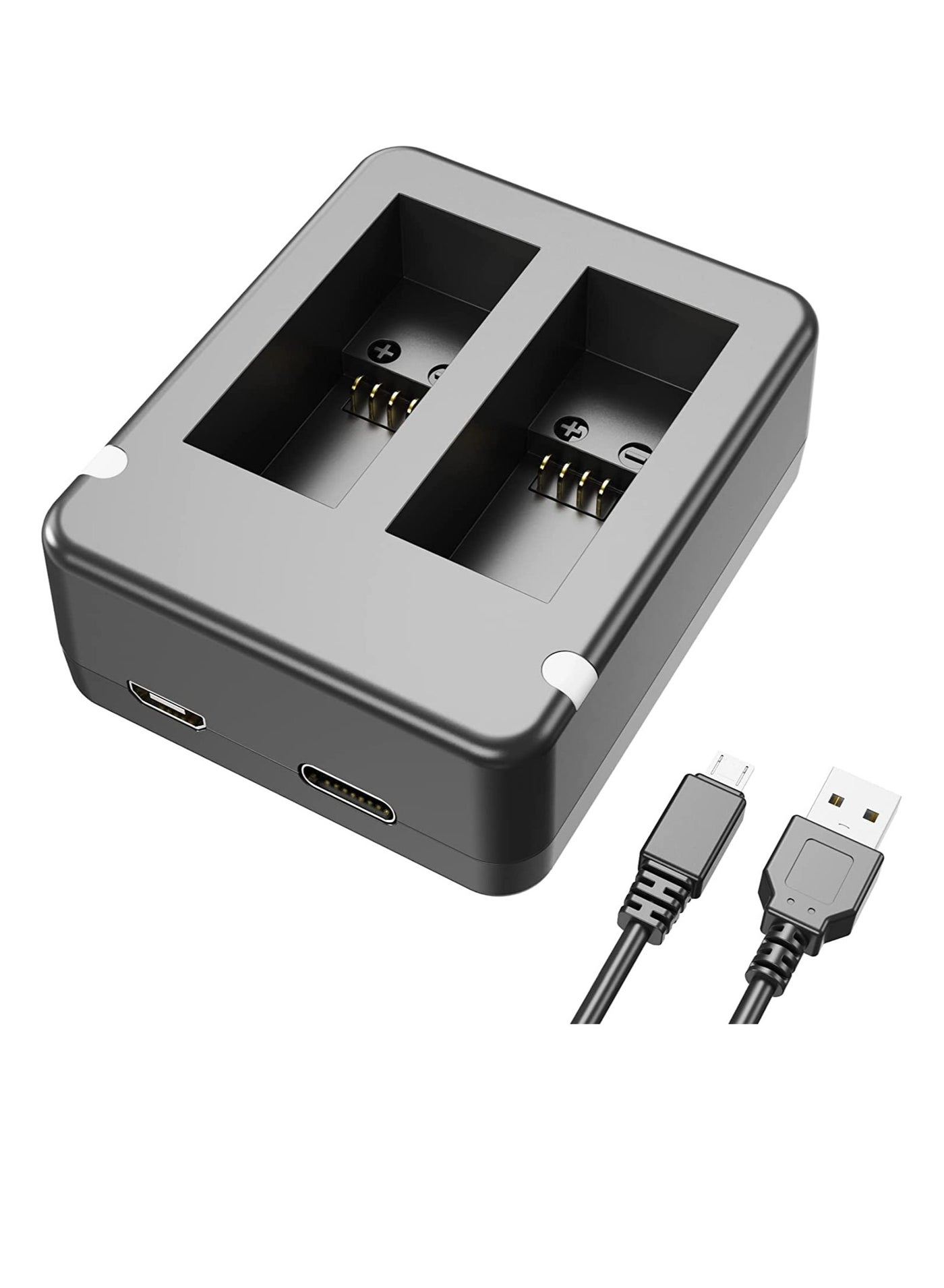 Compare Dual Battery Charger, Compatible Dual Battery Charger for GoPro Hero 91011 Black, Battery Charger Station with Micro USB Cable, Support MicroUSBTypeC USB Port Charging at KSA Price