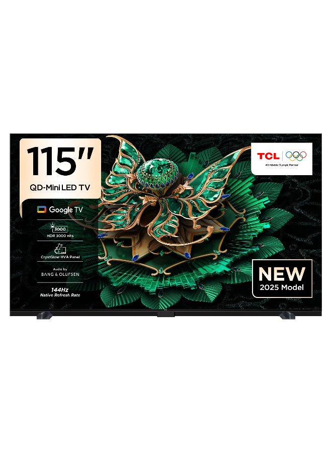Compare 115 Inch Smart TV 4K QDMini LED Gaming Google TV, 144Hz Native Refresh Rate, Precise Dimming Series Up to 2880 Zones, CrystGlow HVA Panel, HDR 3000 nits, Ultra Slim Design 2025 Model 115C7K black at KSA Price