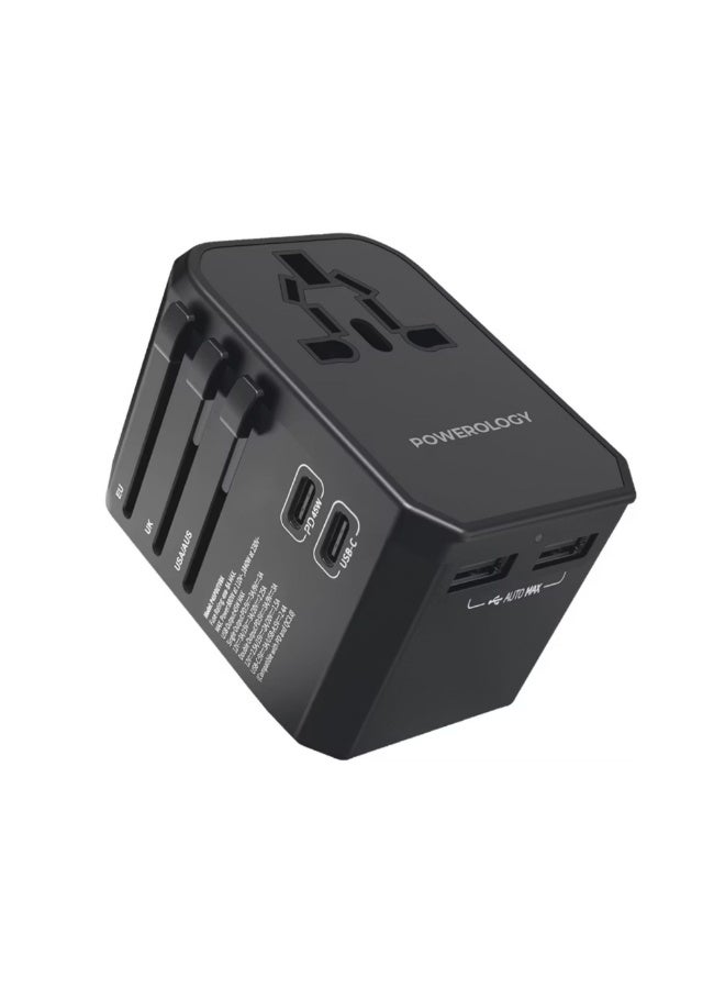 Compare Universal MultiPort Travel Charger with 45W Power Delivery, 8A Dual Fuse, Simultaneous Charging, Builtin Safeguards, Fast Charging, Active Protect  Black at KSA Price