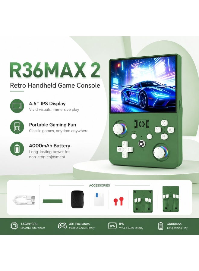 NEW R36MAX 2 Retro Handheld Game Console, 4.5…