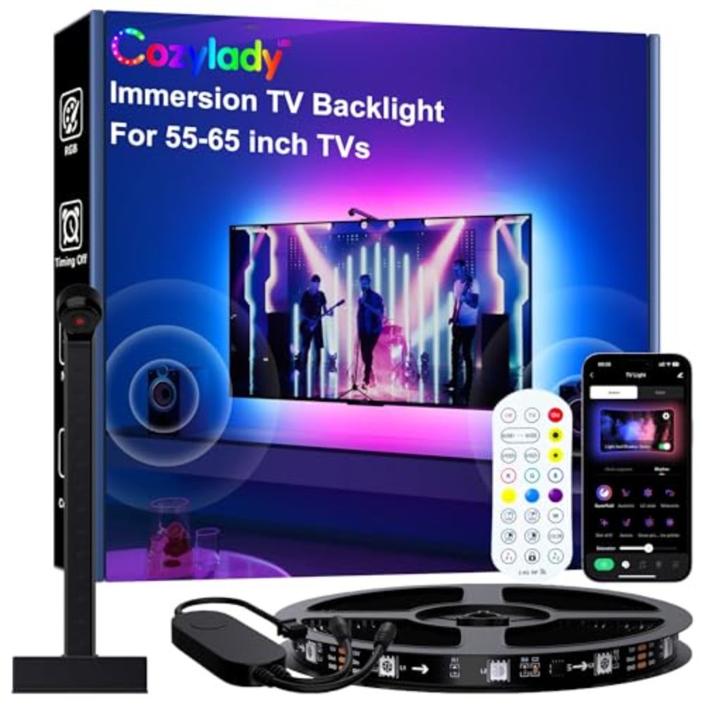 Compare 3.8M Smart LED TV Backlights with Camera for 5565 TV PC 12.5ft RGB+IC Immersion TV LED Lights Sync to Screen and Music, Immersive LED Light Strips with App and Remote Control at KSA Price