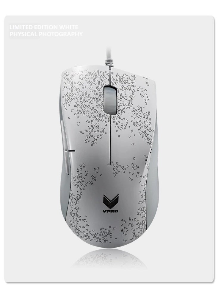 Compare Limited Edition White Gaming Mouse  3000 Adjustable DPI, Breathing Light Effect, Omron Switches, 5 Programmable Keys at KSA Price