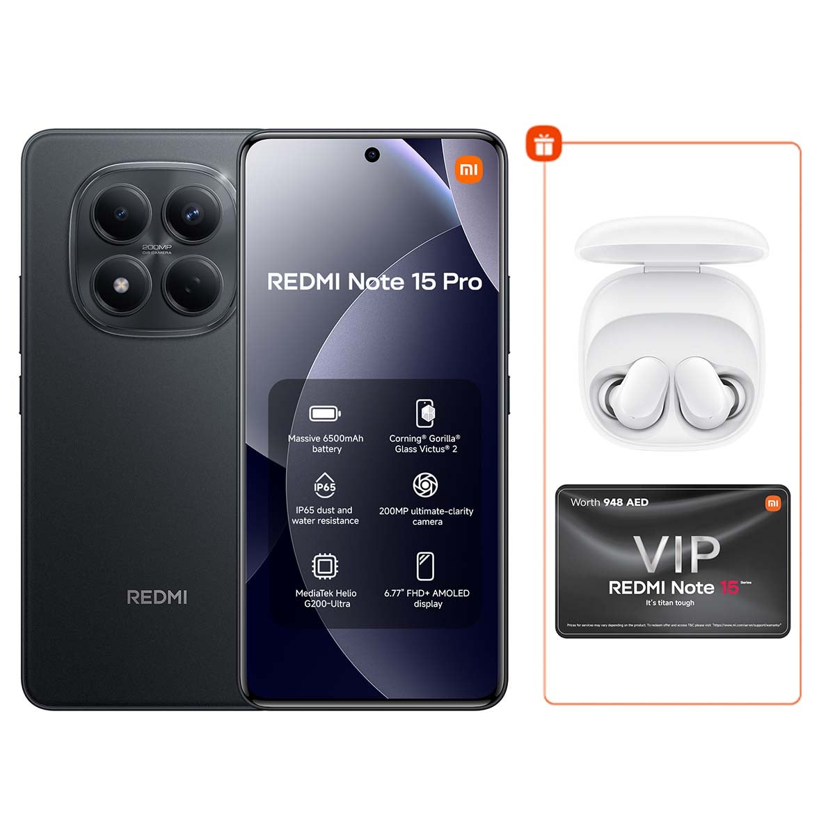 Compare Redmi Note 15 Pro Dual SIM 4G Black 8G RAM 256GB with FREE Redmi Buds 6 Play  Global Version at KSA Price
