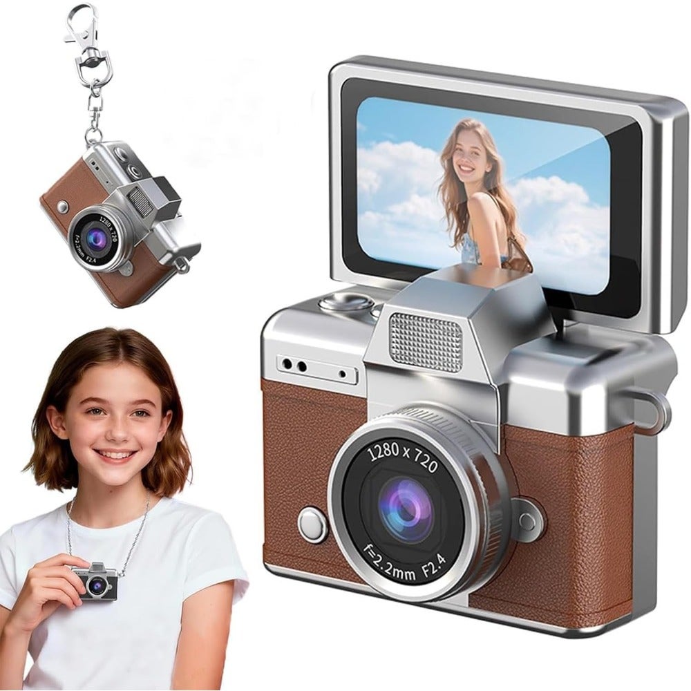 Compare Mini Digital Camera, Camera, 1080P HD Tiny Retro Keychain Camera with, 1.47 Screen Builtin Flash Flip Display, Vintage Compact Micro Pocket Camera for kids Gift, Travel at KSA Price