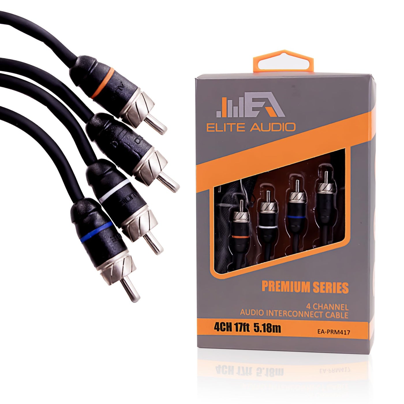 Compare Elite Audio Premium Series 17ft. 4Channel Car Audio RCA Cable â€“ Double Shielded, Oxygen Free Copper, Noise Reducing Audio Cable for Amplifiers, Subwoofers, Speakers, and Processors â€“ PRM417 at KSA Price