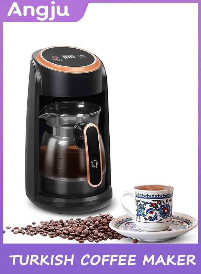 Compare Turkish Coffee Maker, Portable Electric Glass Turkish Coffee Pot with Display Screen, Turkish Coffee Machine & Hot Drinks & Heating Milk, Automatic Coffee Pot Office and Travel at KSA Price