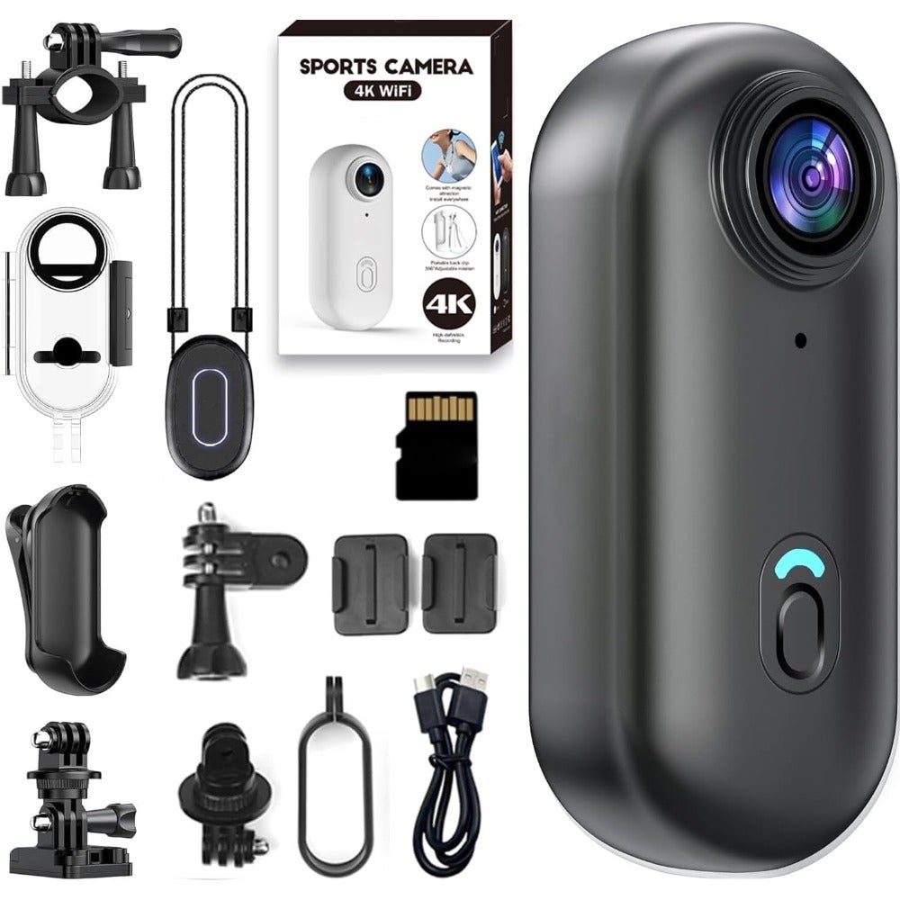 Compare Mini Action Camera, 4K WIFI 64GB Body Camera, Thumb Size Hands Free Recording Body Worn Camera, Wearable Action Cam, Premium Portable Camcorder Mount Anywhere for Pet Walking, Work Black AA at KSA Price