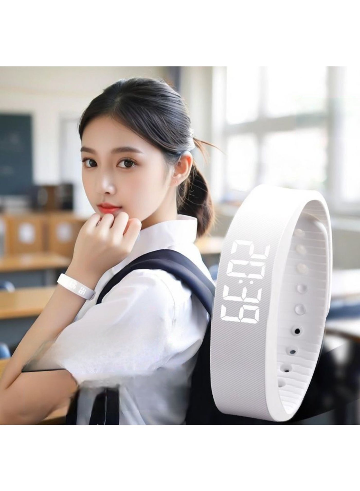 Digital Wristwatch with Large Time Display & Fitness…