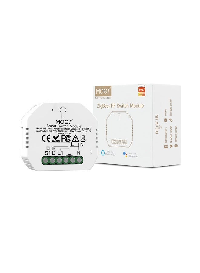 Compare Moes Zigbee RailType Switch Module – 2 Gang White | Smart Relay Module for 1Way2Way Switches, App Control, Timer Automation & Group Control at KSA Price