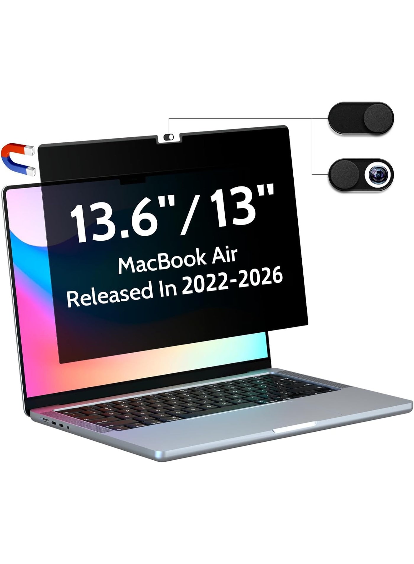 Compare Magnetic Privacy Screen Compatible With Macbook Air 13.6 Inch 20222024, M2, M3 Model: A2681 A3113, Removable Matte Anti Glare Blue Light Protector Private Security Filter for 13In Mac Laptop at KSA Price
