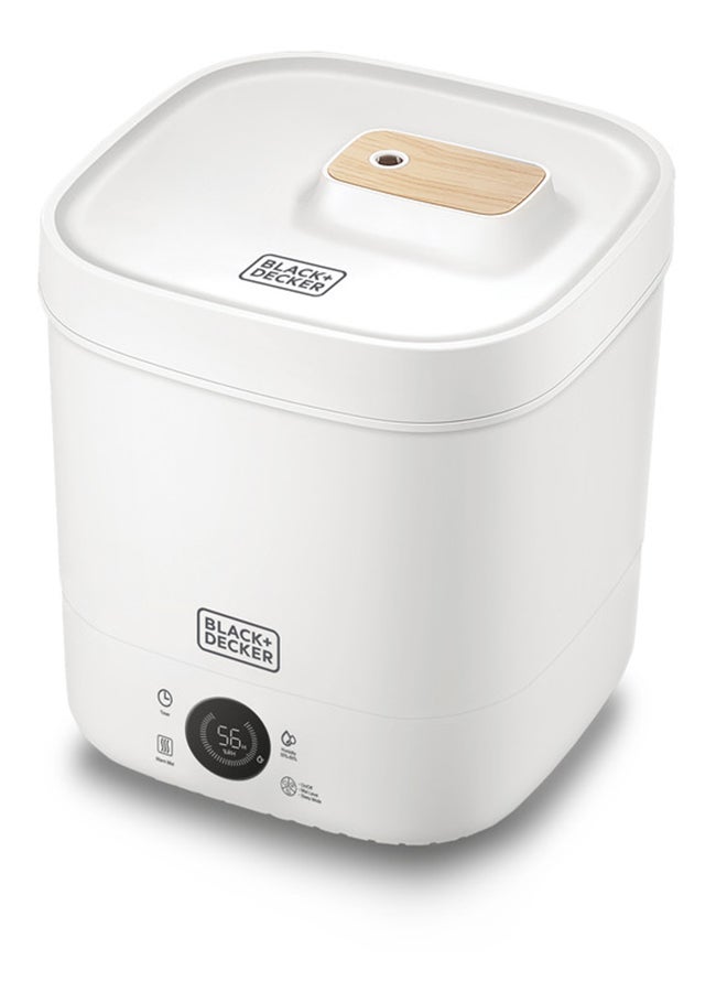 Compare Digital Humidifier, Capacity for Large Rooms up to 40m2, Touch Control, LED Display, Warm Mist, Auto Shutoff, Easy Clean Square Tank, Modern Wooden Finish, HM4250B5 White at KSA Price