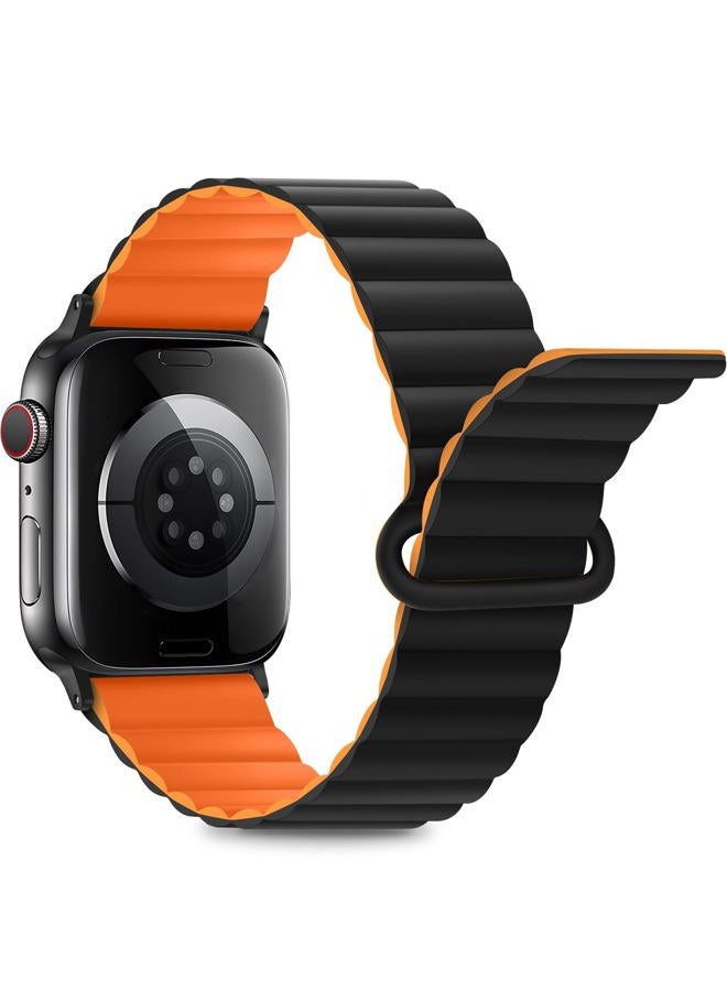 Compare Compatible with Apple Watch Band 4946454442414038mm, Women Men Double Side Reversible Magnetic Strap with Loop for iWatch Series 109871 SE 42414038, BlackOR at KSA Price