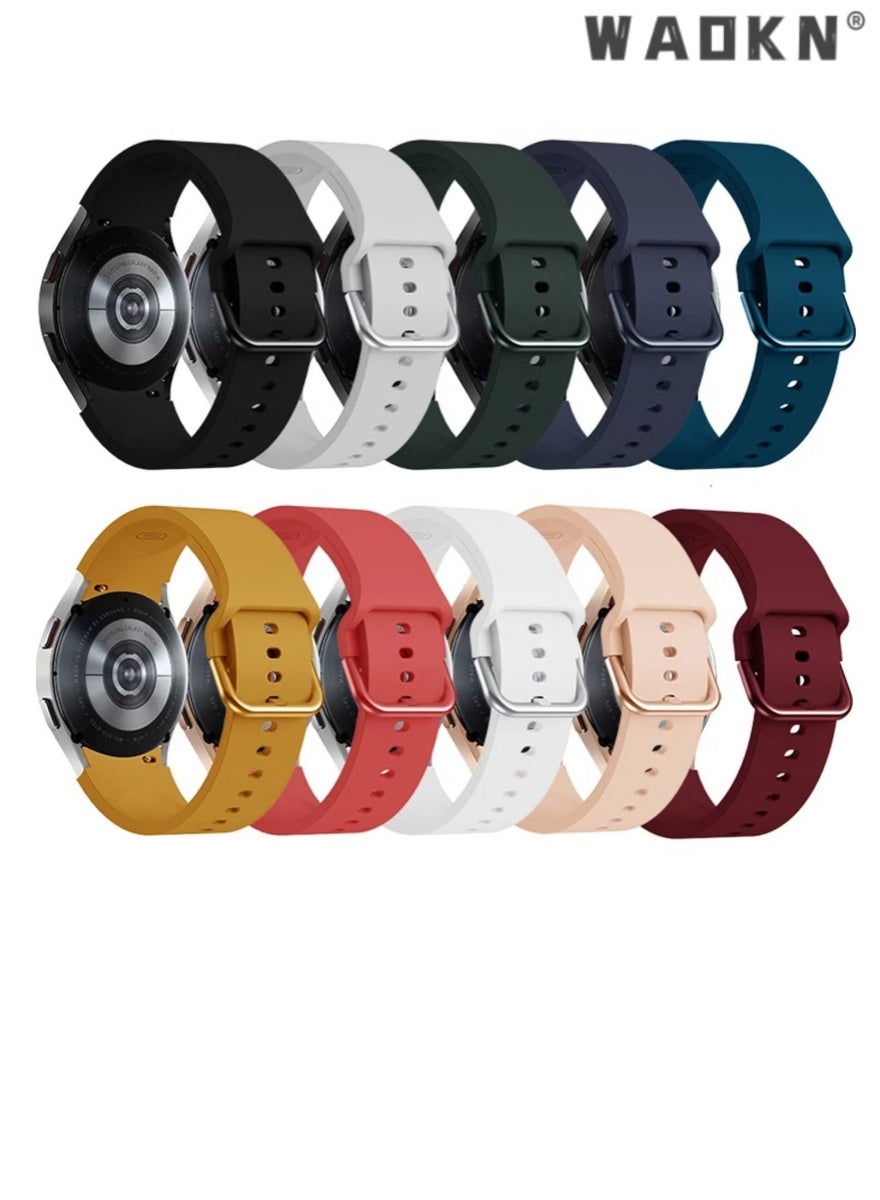 Compare 10 PCS Silicone Replacement Strap with Colorful Buckle Suitable for Samsung Galaxy Watch 65 Silicone Strap Watch4 Classic Same Color Buckle Silicone Wristban for Women and Men at KSA Price