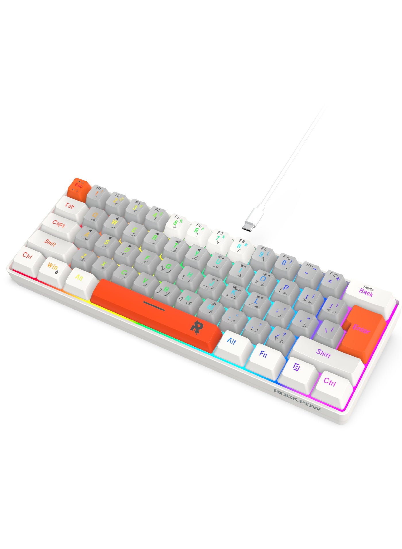 ROCK POW 60% Wired Gaming Keyboard,Arabic English…