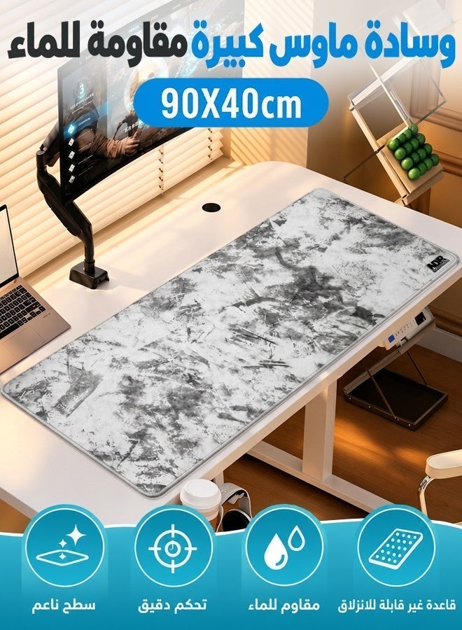White gray waterproof gaming mouse pad - large…