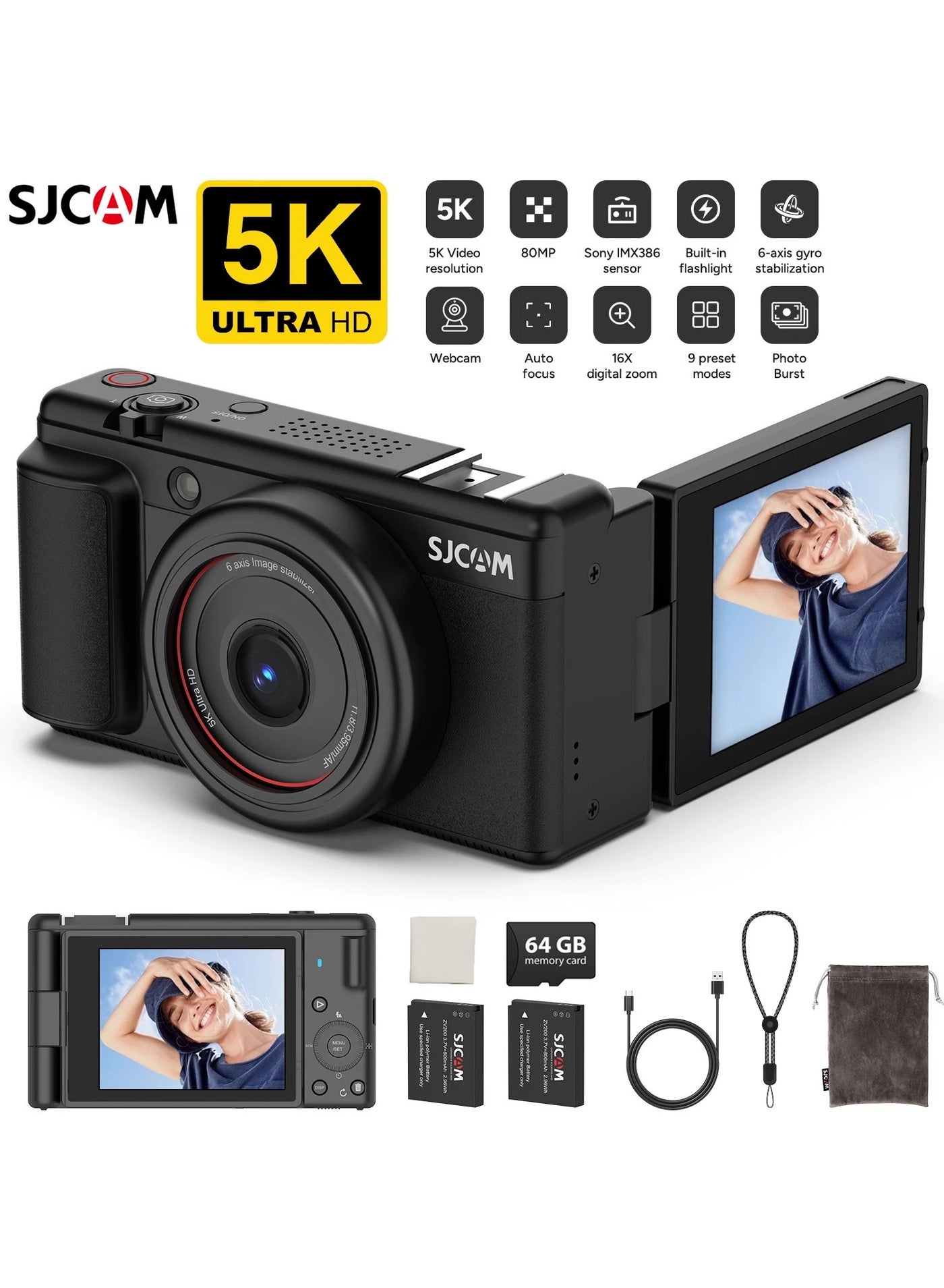 5K Digital Camera for Photography- Sony CMOS…