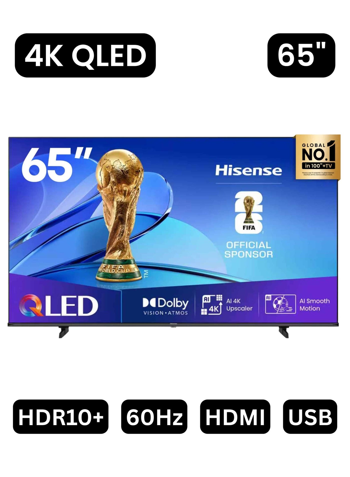 Compare Hisense 65 Inch Q61Q QLED 4K Smart TV 2025 Model TV  UAE Version, 65 Inch QLED Smart TV With VIDAA OS, QLED Color, 4K AI Upscaler, AI Smooth Motion, Game Bar, Voice Control 65Q61Q Black at KSA Price