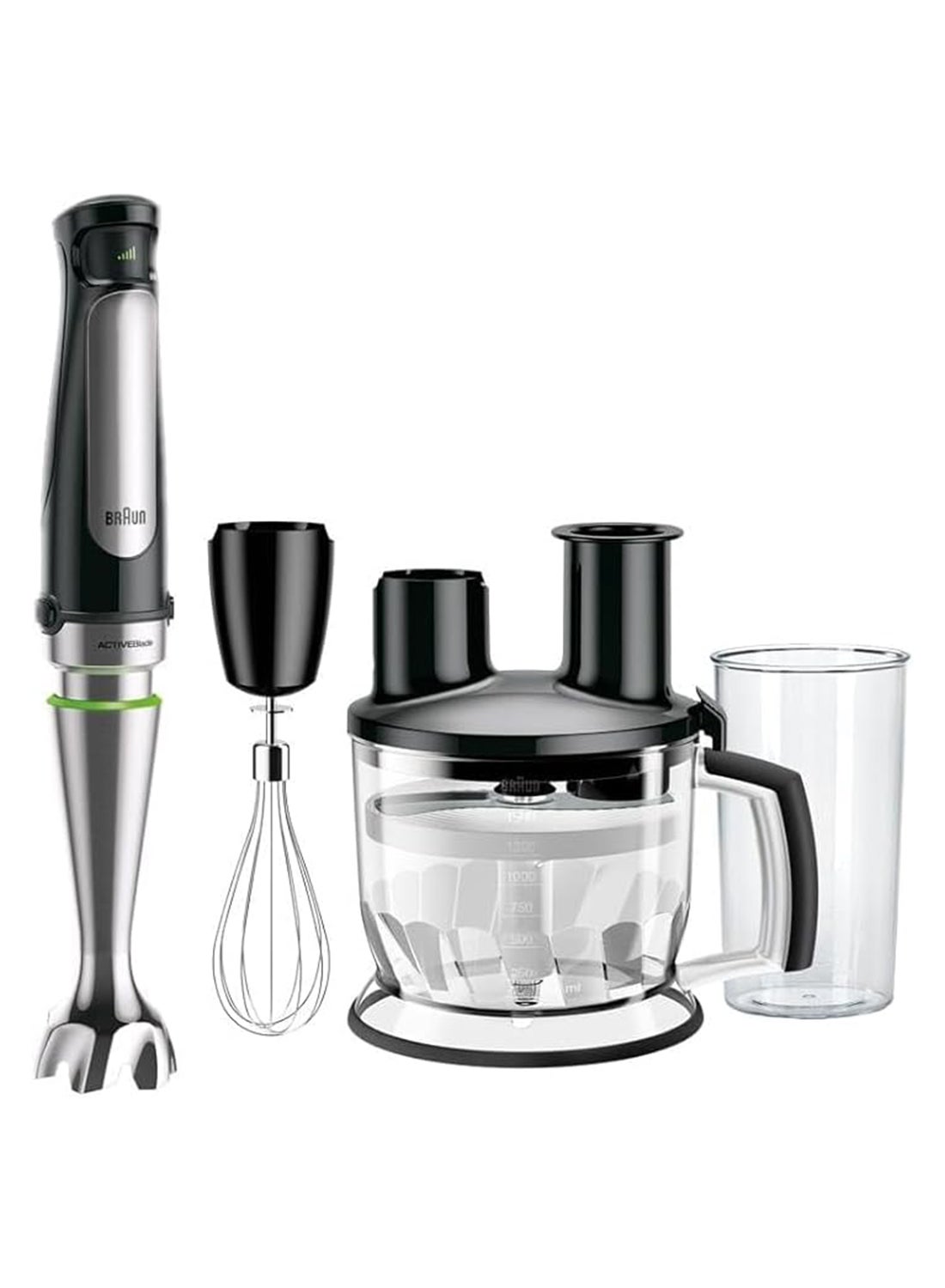 Compare Multi Quick 7 Hand Blender, 1000W Power, 1.5L Food Processor, 0.600L Beaker, Whisk, Stainless Steel Shaft, Splash Control, ACTIVEBlade, SmartSpeed Technologies MQ7075X BlackSilverClear at KSA Price