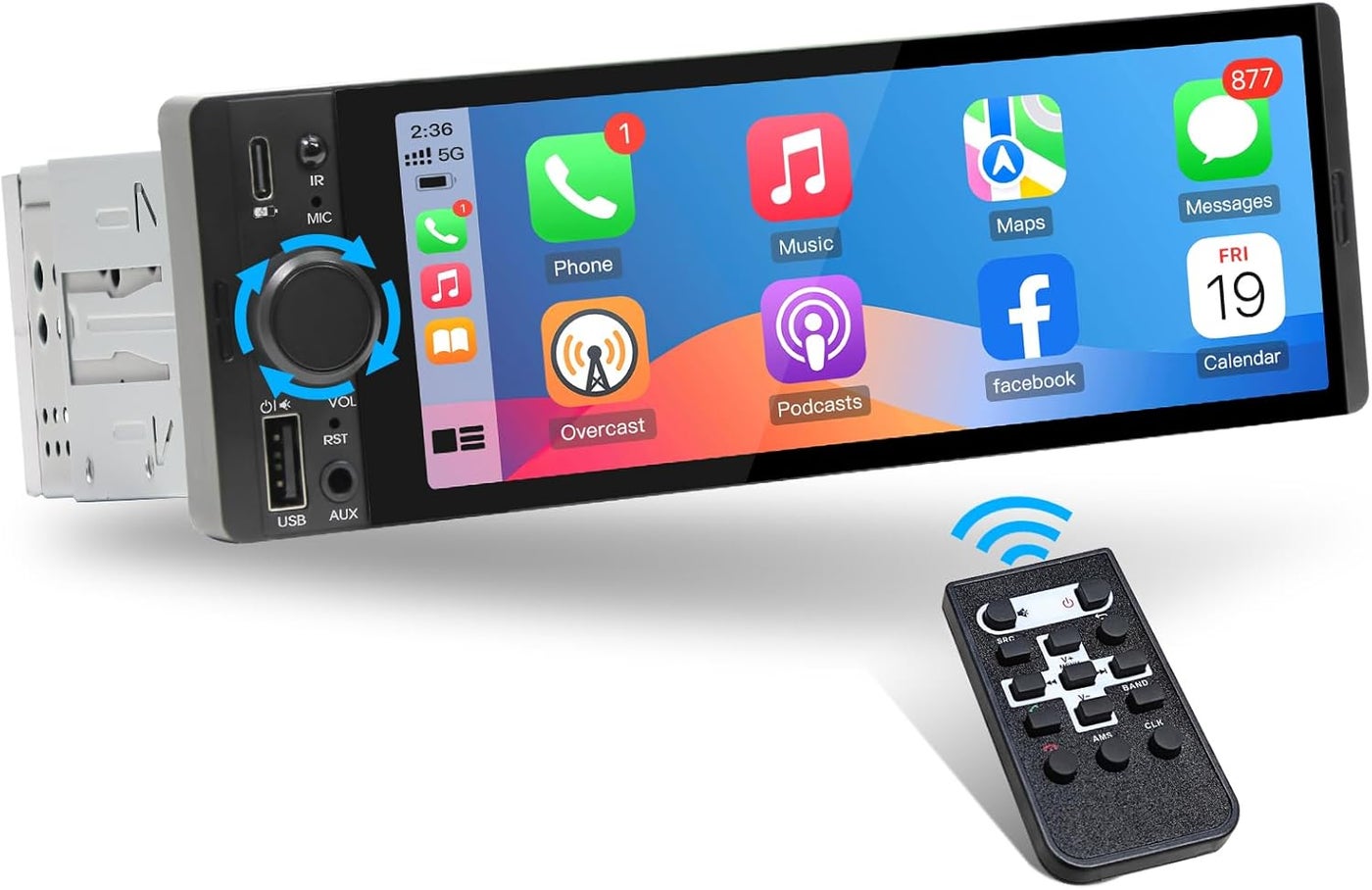 Compare SOUNDKITS Single Din Car Radio with CarPlay  6.5 Inch IPS Touchscreen Bluetooth Stereo with GPS Navigation at KSA Price