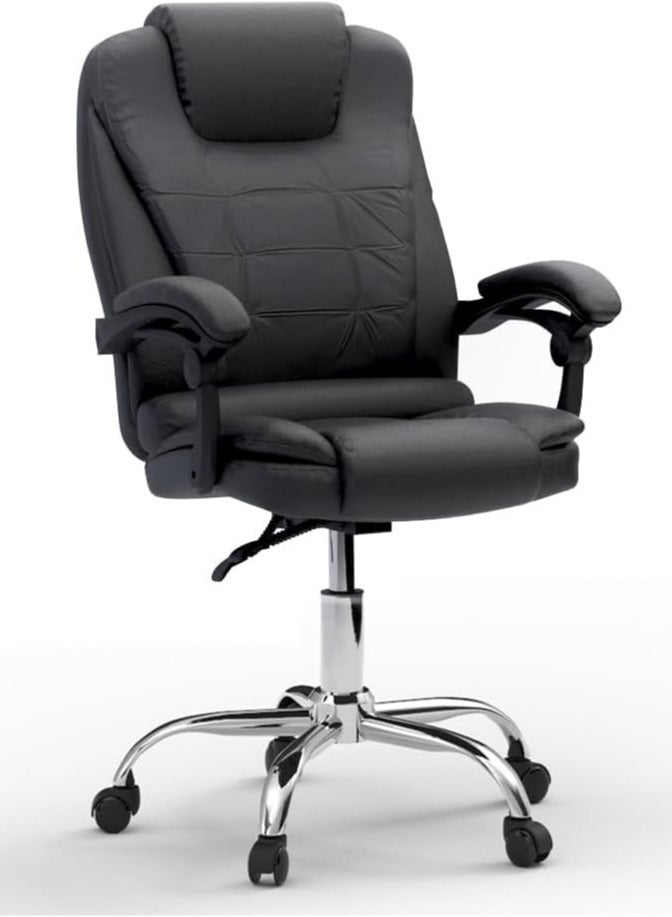 Compare Mahmayi UL UTC417A High Back PU Chair, Adjustable Height, 360 Degree Swivel, Caster Wheel Support Ideal for Home and Office Black at KSA Price