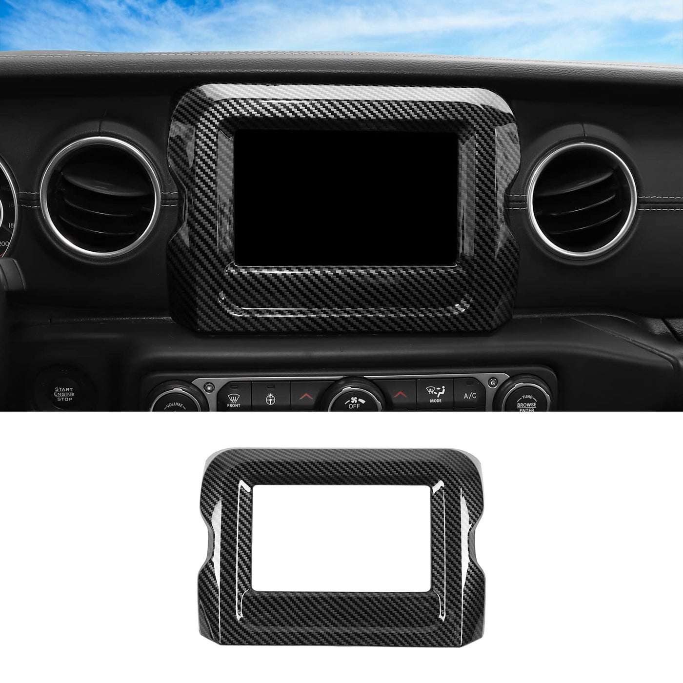 Compare CheroCar Navigation GPS Screen Panel Frame Cover Trim Decoration Interior Accessories Compatible with Jeep Wrangler JL JLU Gladiator JT 20182025Carbon Fiber at KSA Price