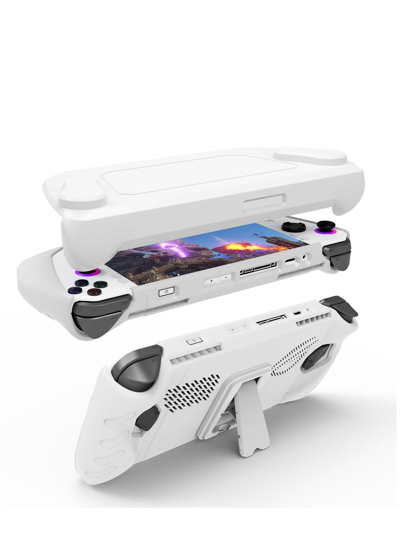Compare Full Protective Case for Asus Rog Ally 7 2023, For Rog Ally Case with Detachable Front Shell Cover, Kickstand Protector Case, Nonslip & antiScratch, Frosted Handheld Design White at KSA Price