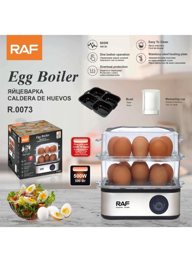 Compare RAF Professional Electric Egg Cooker Boiler with Transparent Cover, 500W Fast Cooking Performance, Large Egg Capacity, Stainless Steel Heating Plate, Easy to Clean, Ideal for Healthy Lifestyle Cooking at KSA Price