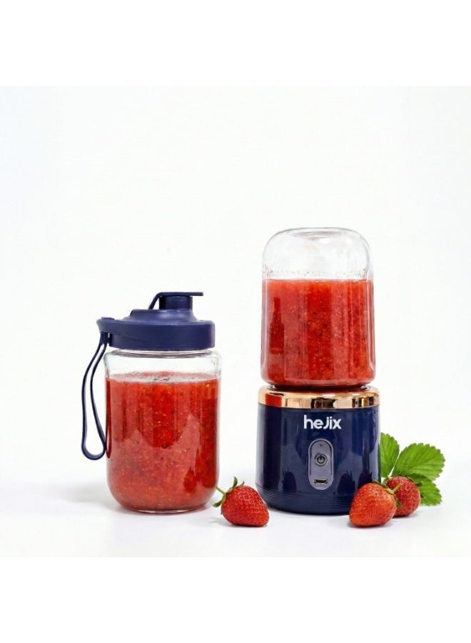 Compare Rechargeable Mini Juicer Blender, 2in1 Portable Juice Maker, 40W Motor, 1200mAh Battery, 6Blade Stainless Steel, 2 x 400ml Cups – Model HX402 at KSA Price