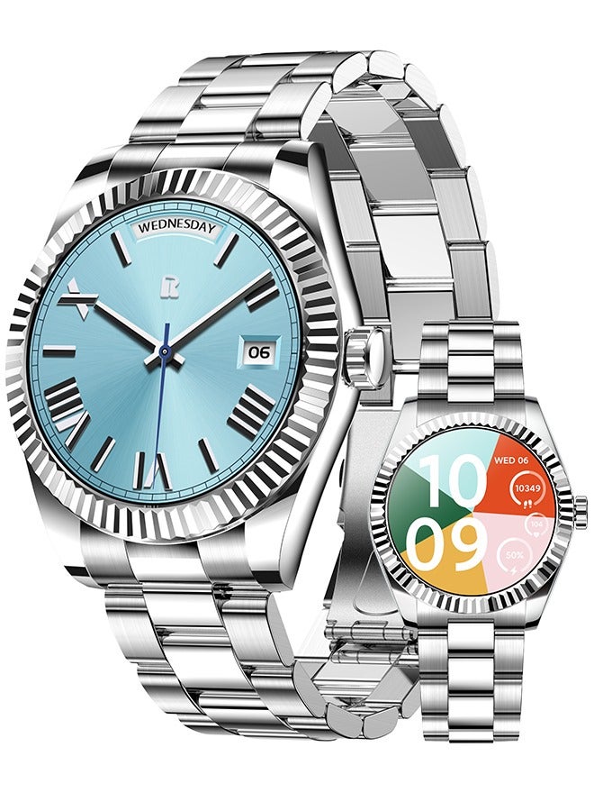 Compare Bluetooth Smartwatch Unisex 1.28 Inch Full Screen Touch Sports Waterproof Sports And Sleep Heart Rate Detection RT i80 All Silver at KSA Price
