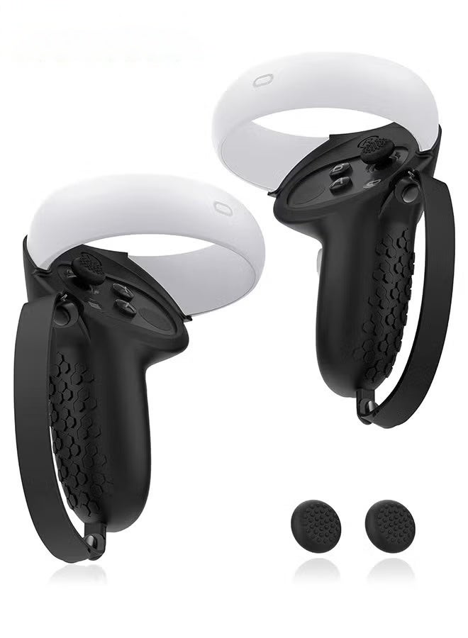 Compare Controller Grip For Quest 2,Silicone Grips Covers With 1 Pair NonSlip Joystick Covers,Meta Quest 2 Accessories Knuckle Strap Cover Protector For VR Touch Controllers,Black at KSA Price