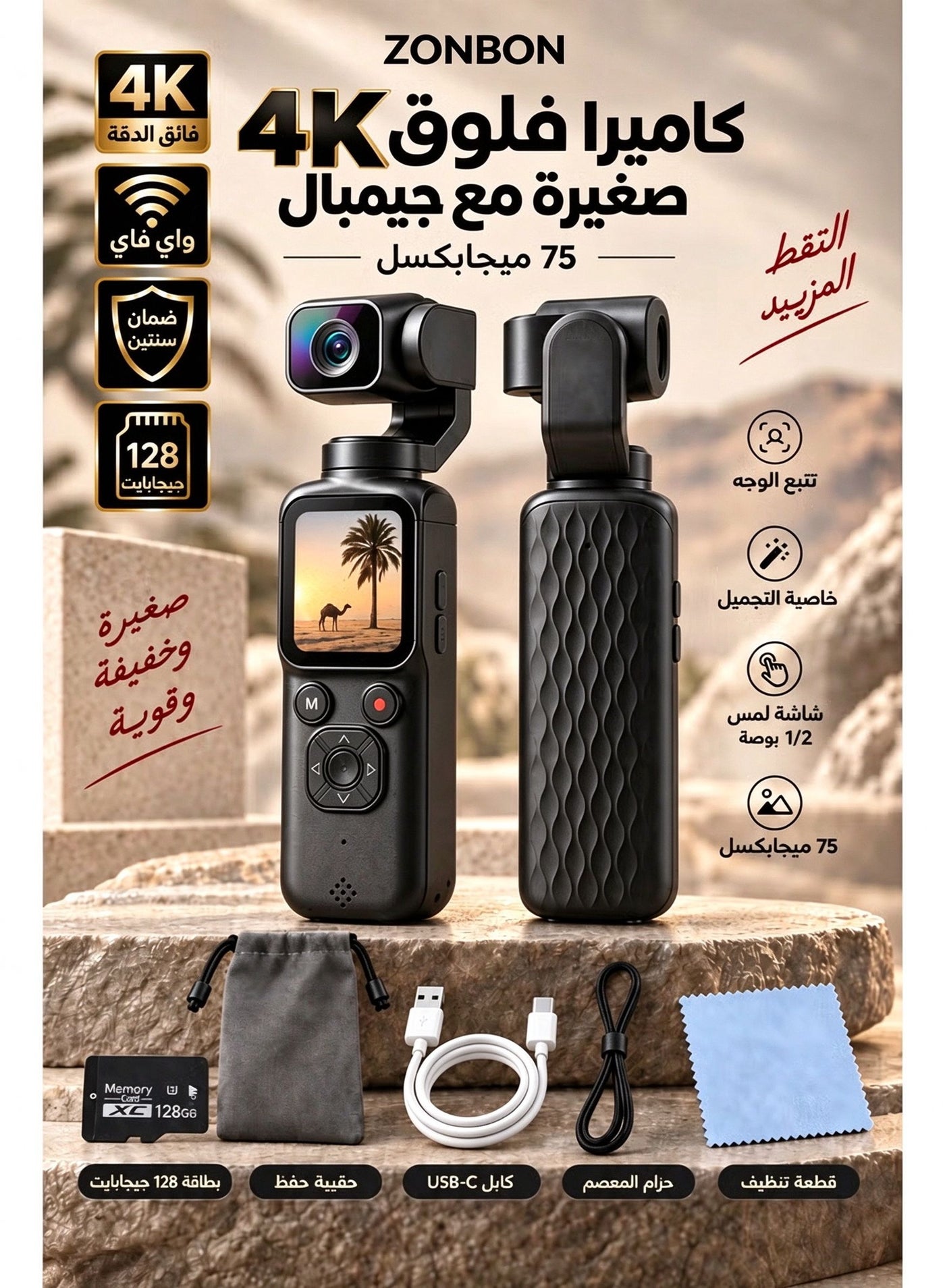 Compare 4K HD Vlogging Camera, Pocket Gimbal Camcorder with 1.72 inch Touch Screen, 330° Rotatable Portable Video Camera for Travel & Sports at KSA Price
