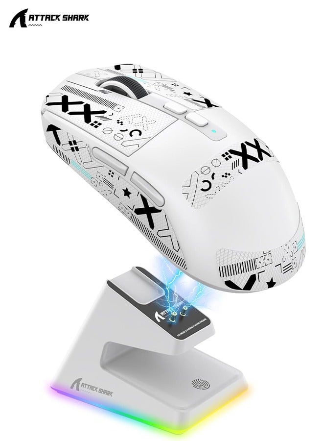 Compare X6 Lightweight Wireless Gaming Mouse with RGB Backlight Charging Base,TriMode Wired2.4GHzBT5.2,26K DPI, PAW3395 Optical Sensor,HUANO Switch,5programmable Buttons,PCMacWhite+Sticker at KSA Price