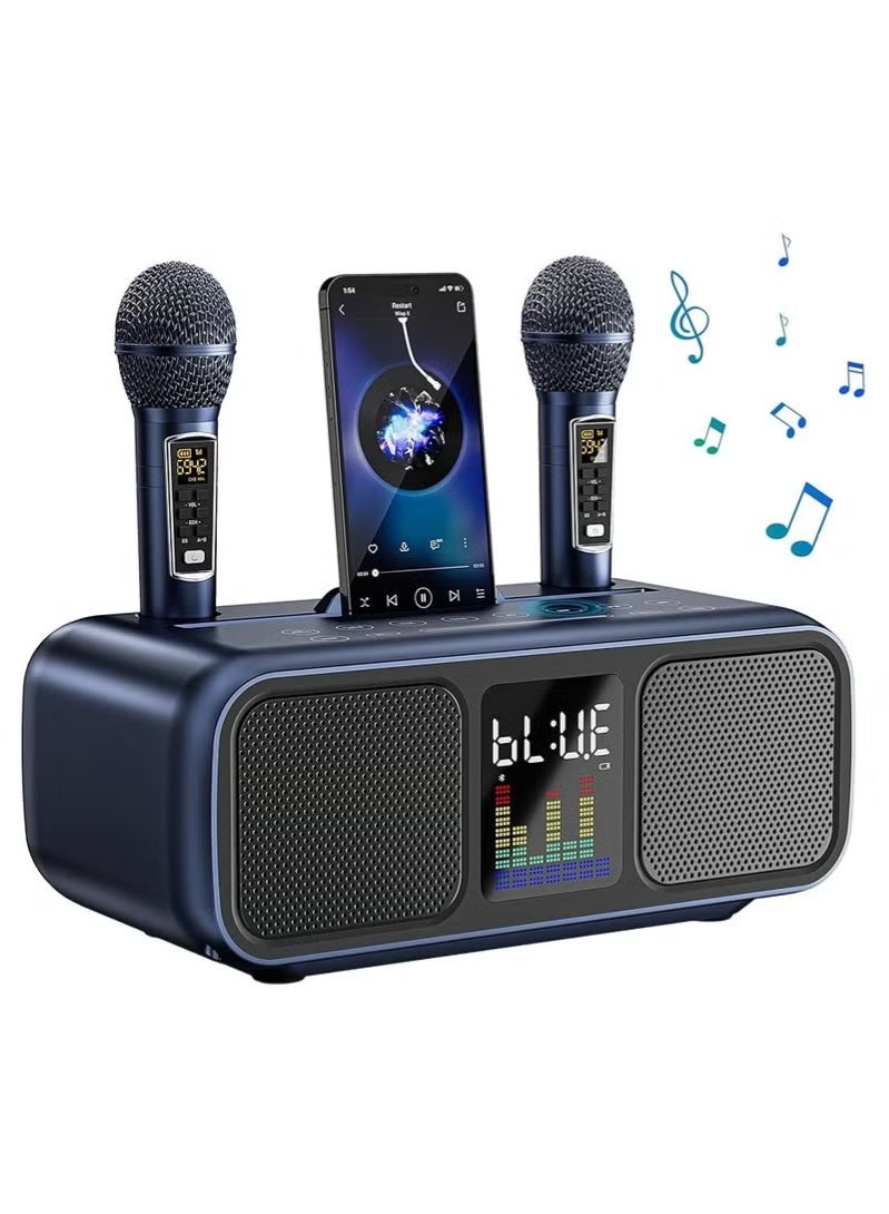 Compare S39 Pro Portable Bluetooth Speaker With 2 Microphones UHF Wireless Karaoke Machine For Adults And Kids Speaker System With Gradual Colorful LED Lights For Home Party at KSA Price