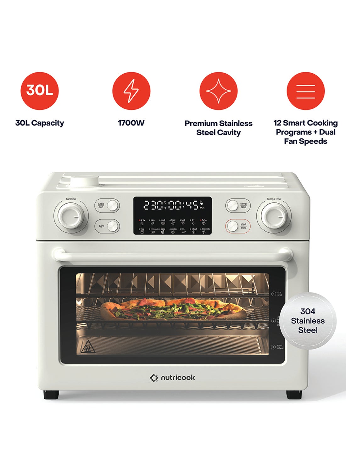 Air Fryer + Toaster Oven – 30L Stainless Steel Oven…