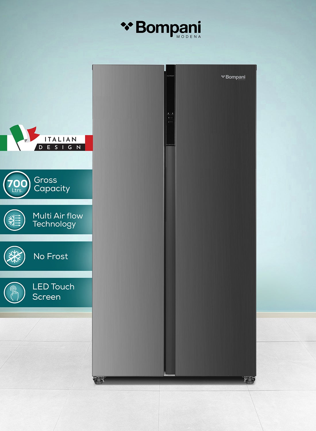 Compare 700L Gross  436L Net Capacity Side by Side RefrigeratorFreezer With NoFrost Technology, Electronic Temperature Control, Recessed Handle, R600a Refrigerant 832 kW BR800 Inox at KSA Price