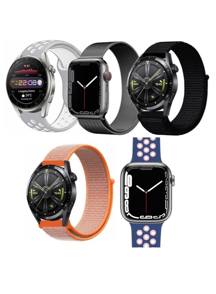 Compare 5pcs Watchband Bundle Compatible with all Samsung, Huawei, Amazfit, Fitbit and Honor with 22mm band size at KSA Price
