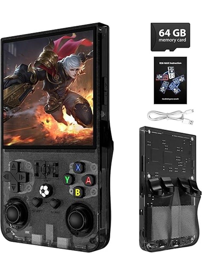Compare R36MAX Retro Handheld Game Console, 4.0 Inch IPS Screen, 64GB Memory, Portable Arcade Video Gaming Console Gift for Adults, Black at KSA Price