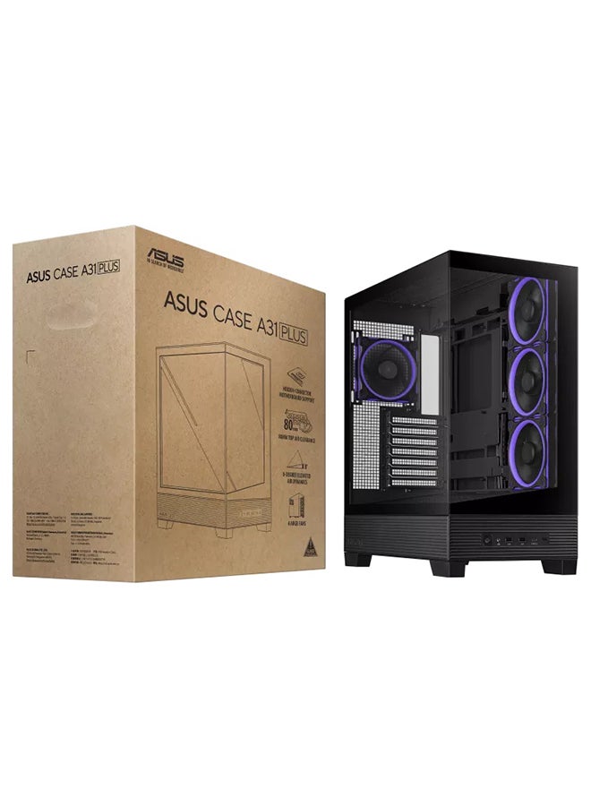 Compare A31 PLUS ATX Mid Tower Case, BTF Motherboard Compatible, Tempered Glass Front & Side Panels, 4x PreInstalled ARGB 120mm Fans, Supports 360mm Radiator, 2x 2.53.5 Bays, 7 Expansion Slots, USB 3.2 Gen 2x2 TypeC,  at KSA Price