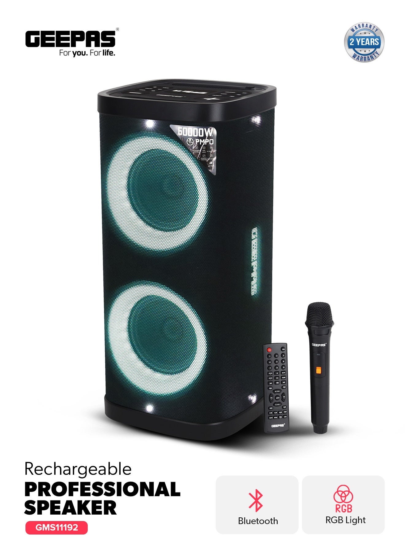 Rechargeable Professional Speaker| RGB Light, USB…