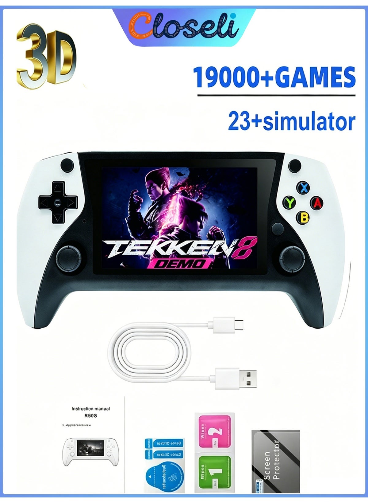 Compare 2026 Upgraded Retro Handheld Game Console, Portable Video Game, 4 Inch HD MIPI IPS Screen, Builtin 19000+ Games, 3000mAh Rechargeable Battery, Supports 23+ Emulators, 3D Joystick, OTG Support,Pocket Arcade at KSA Price